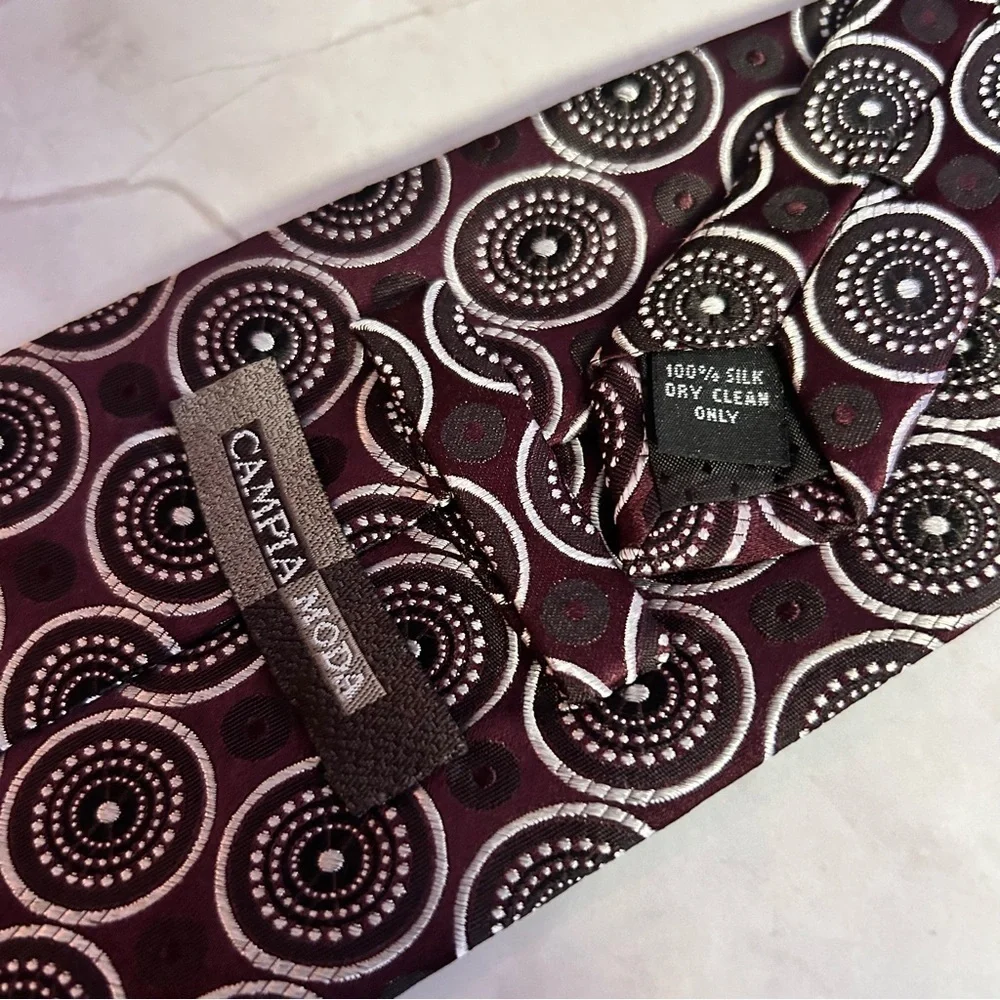 Campia Moda Silk Maroon Circular Pattern 58” Tie